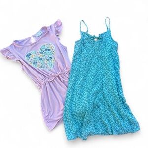 SO blue floral dress Size 10 & Between Pink romper size 10 years bundle